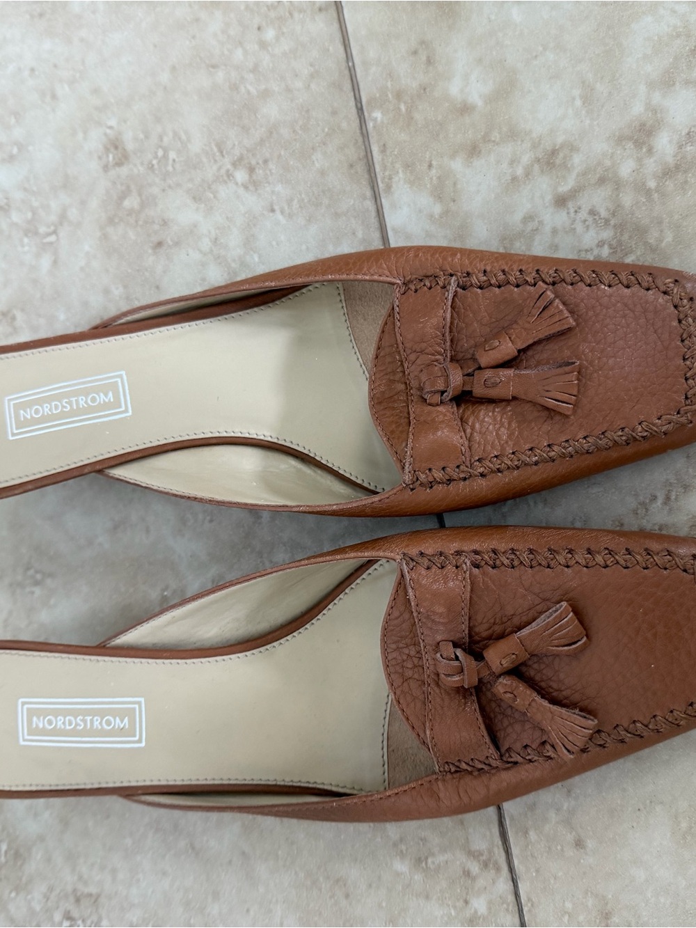 Nordstrom Brown Leather Tassel Mules